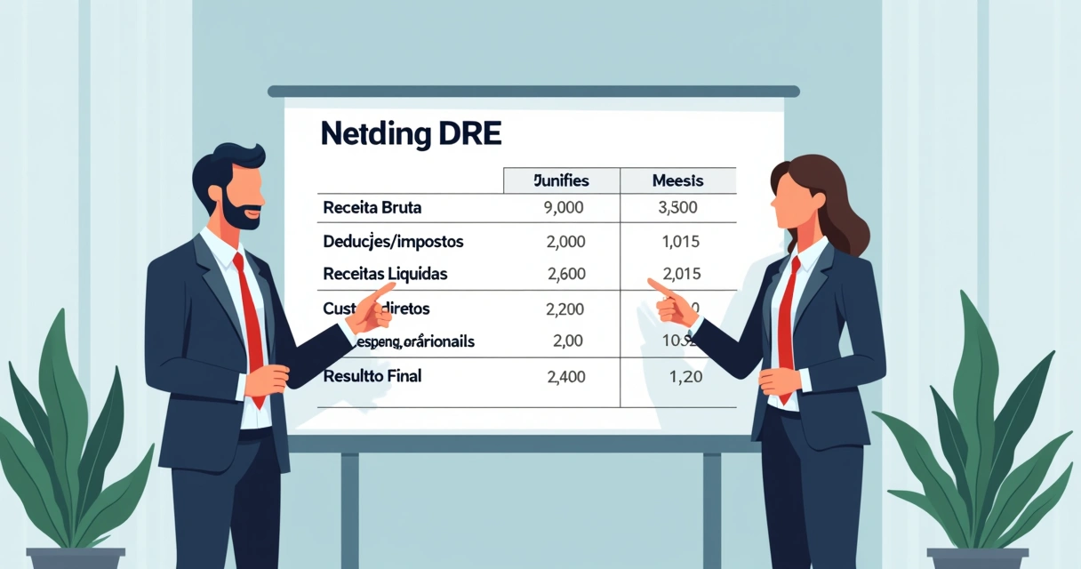 DRE simplificado com as linhas principais em destaque 