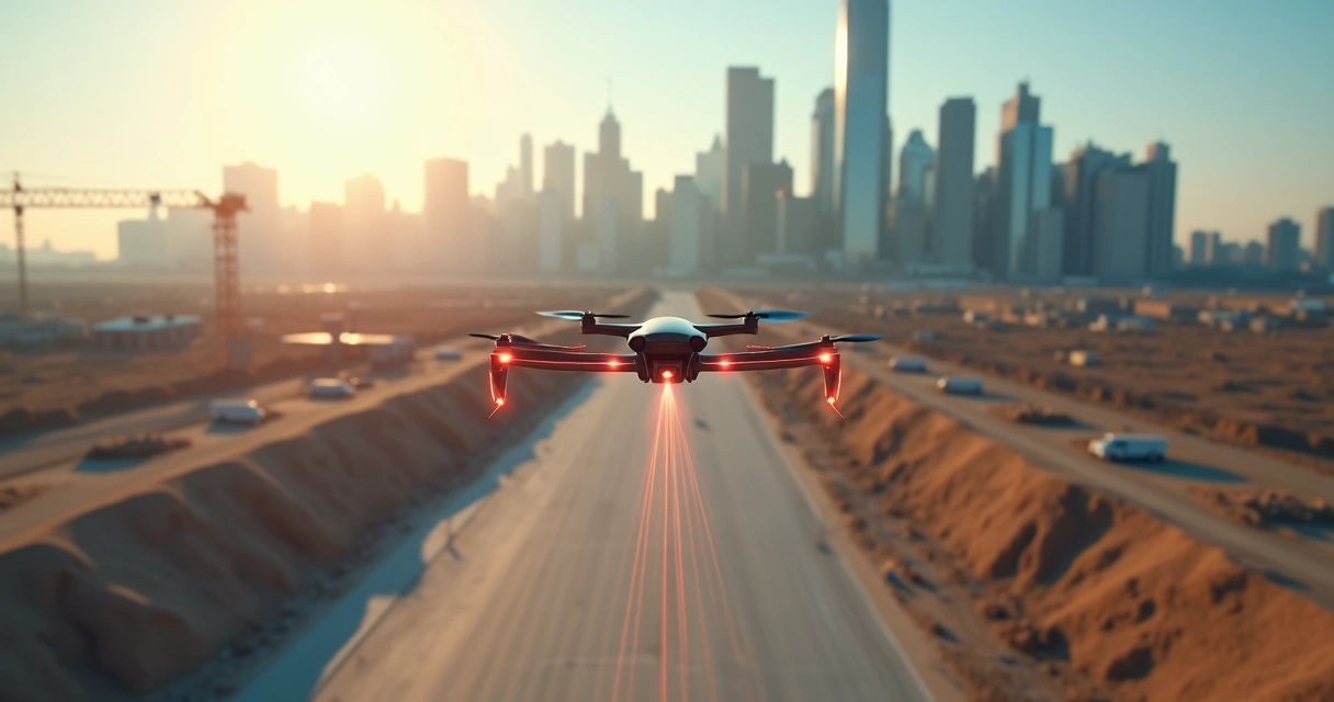 Drone mapeando terreno com tecnologia laser scanner 