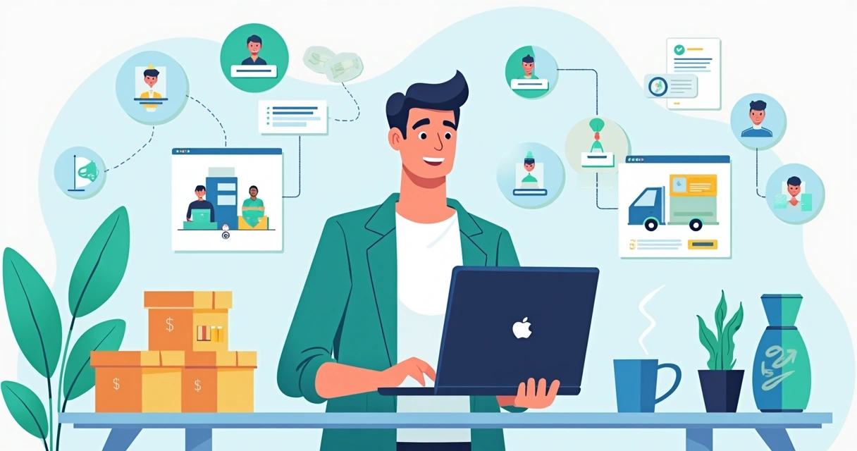 Empreendedor digital coordenando vendas de dropshipping 
