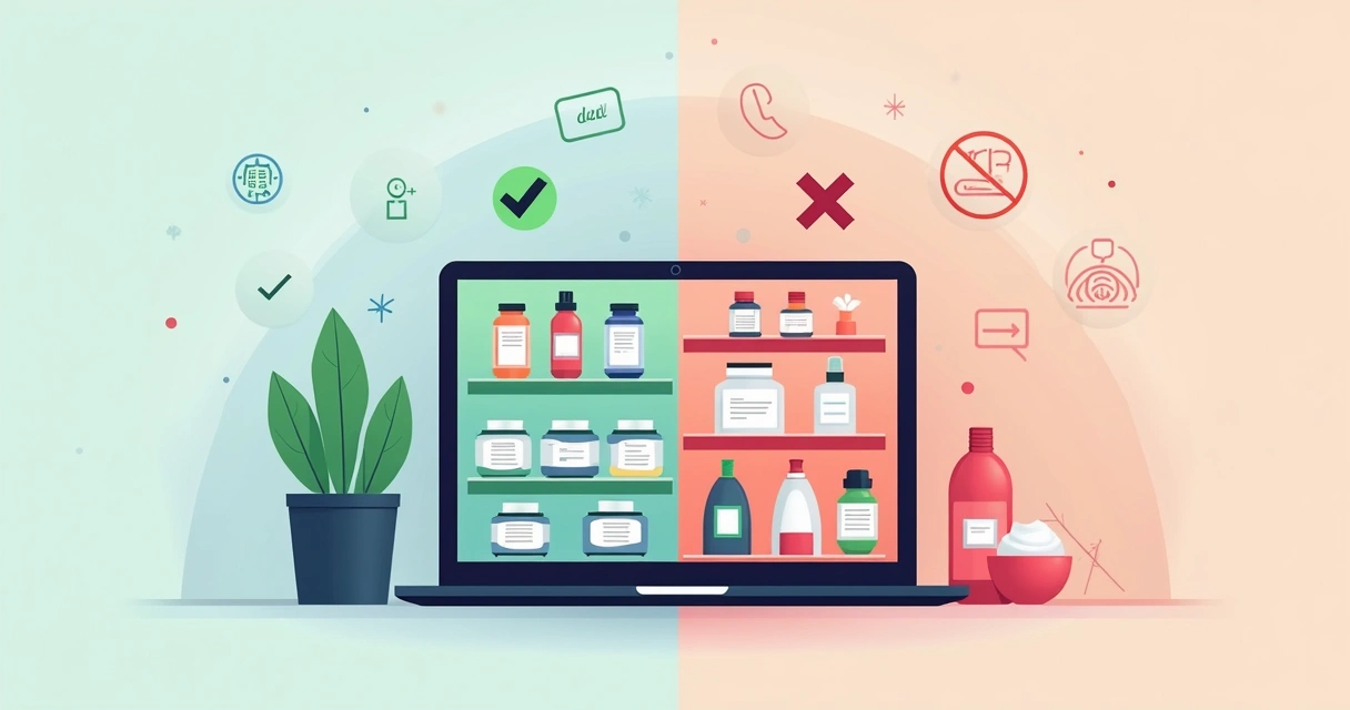 Loja online exibindo suplementos e cosméticos na tela 