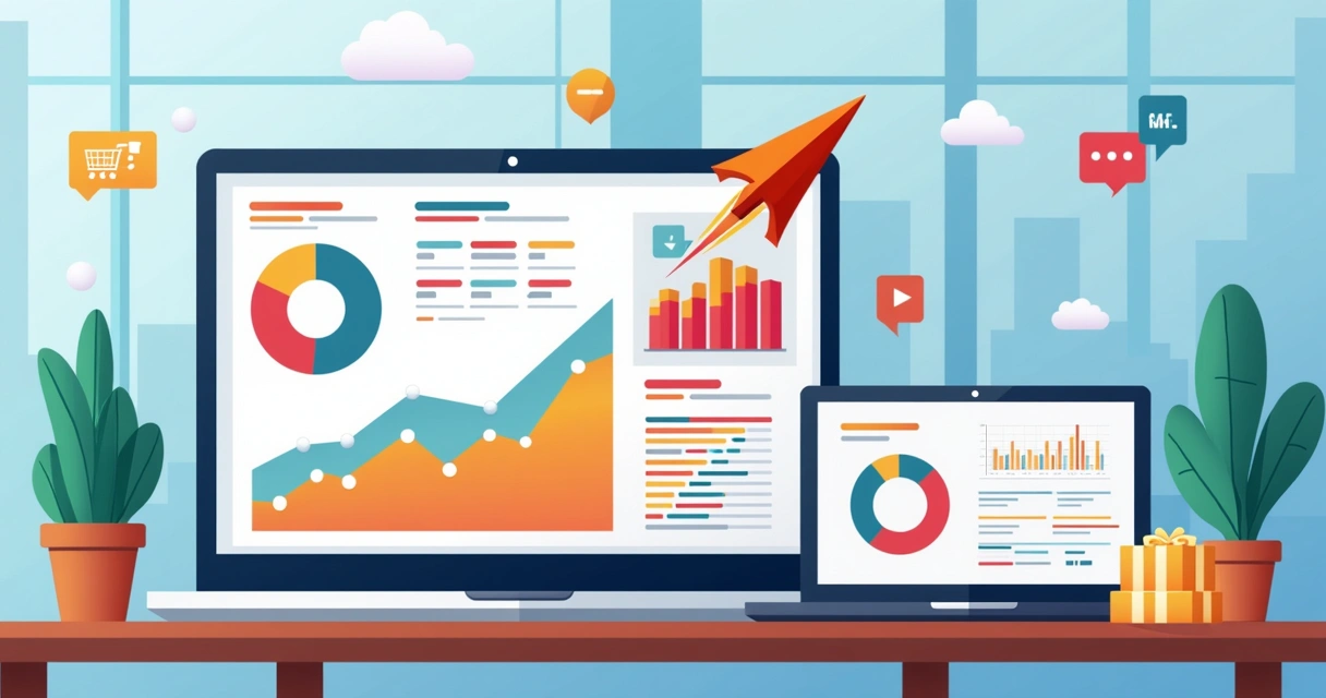 Dashboards mostrando crescimento rápido em dropshipping 