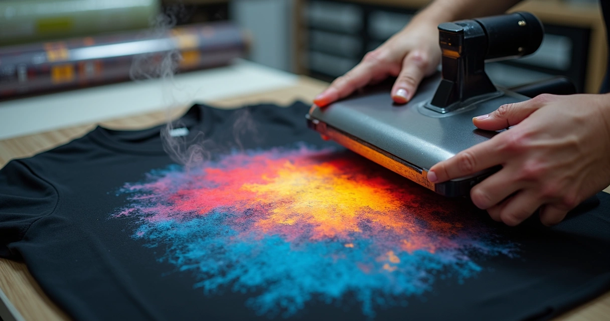 Aplicação da película DTF em camiseta usando prensa térmica 