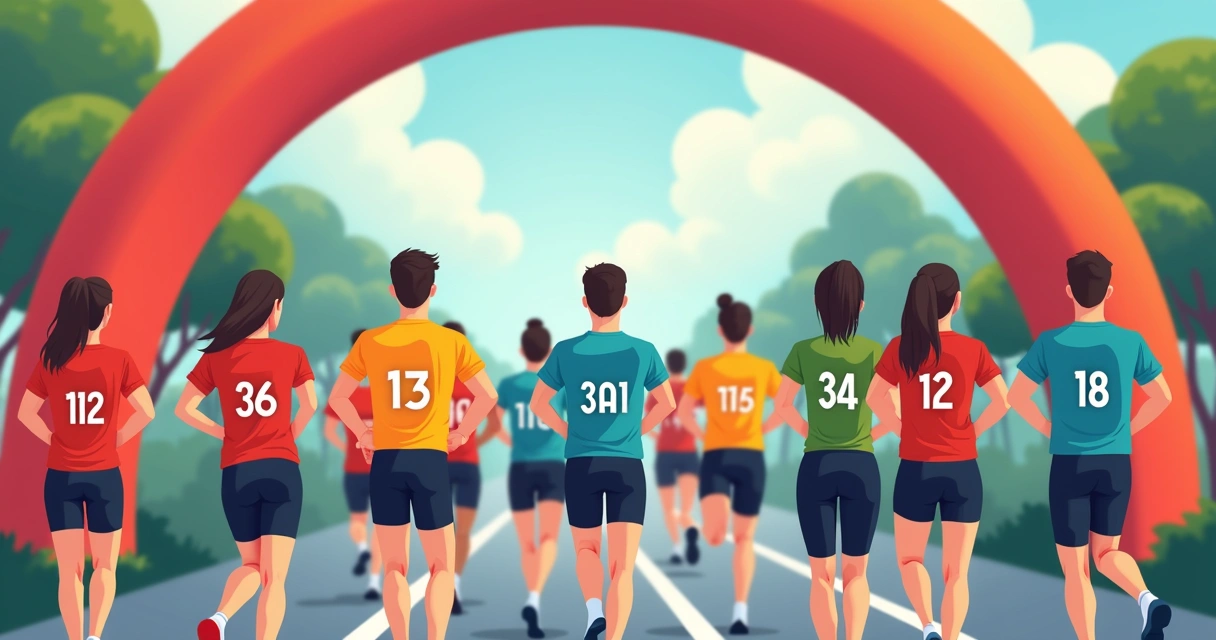 Equipe de corrida com camisetas numeradas e nome personalizado 