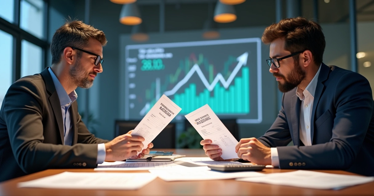 Comparação entre duas empresas de serviços analisando documentos fiscais 