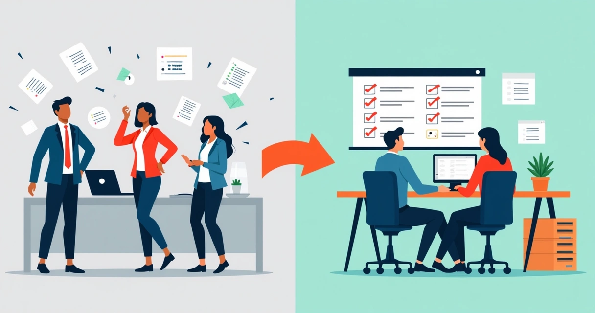 Duas equipes de empresa comparando os resultados do uso de checklist