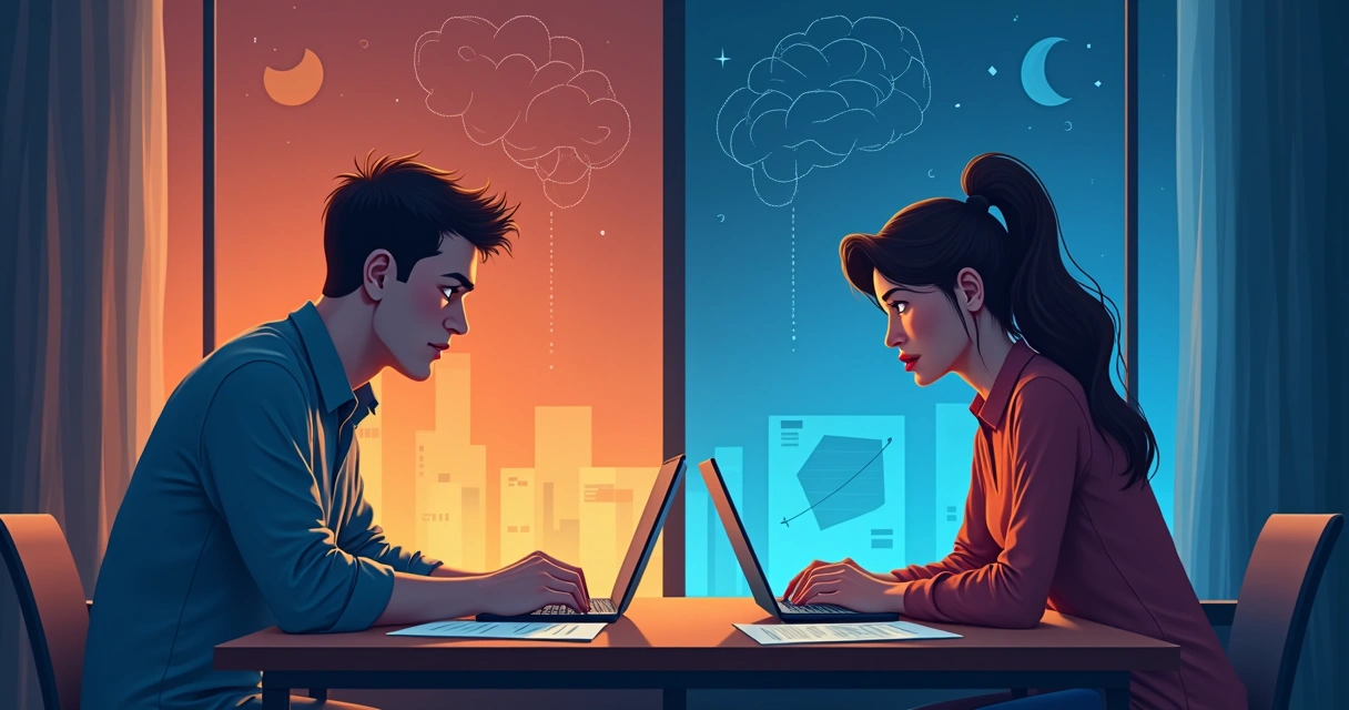 Duas pessoas discutindo uma decisão difícil juntos