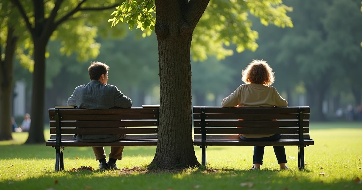 Duas pessoas sentadas refletindo sobre suas vidas