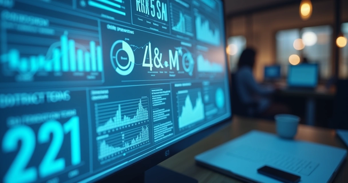 Tela de análise de M&A exibindo gráficos de IA 