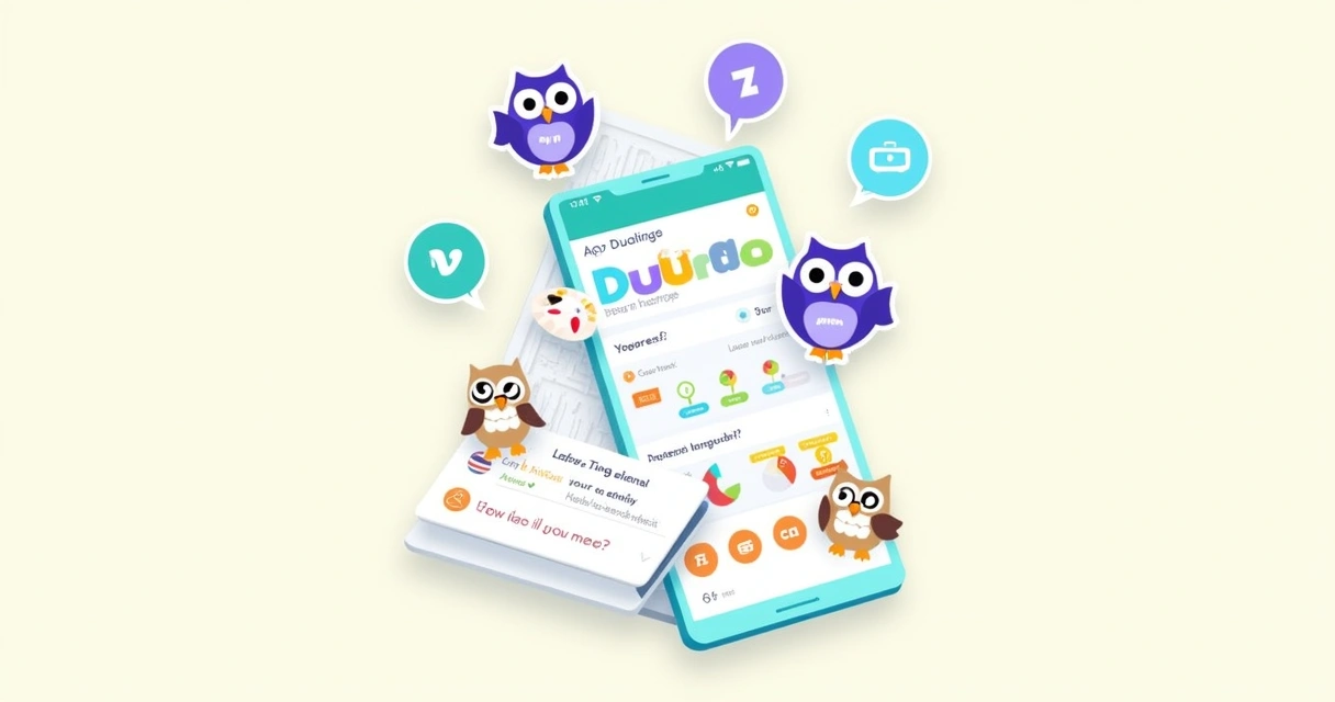 Exercícios de inglês gamificados no Duolingo no celular 