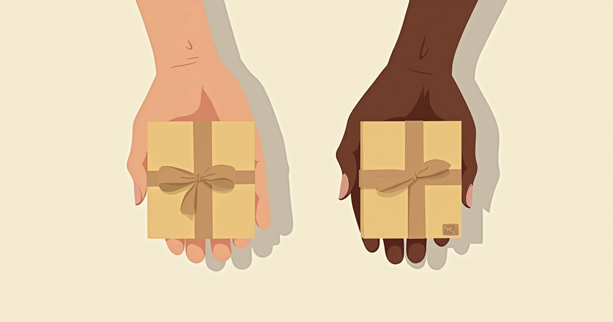 Duas mãos diferentes segurando caixas pequenas, representando diferentes fornecedores 