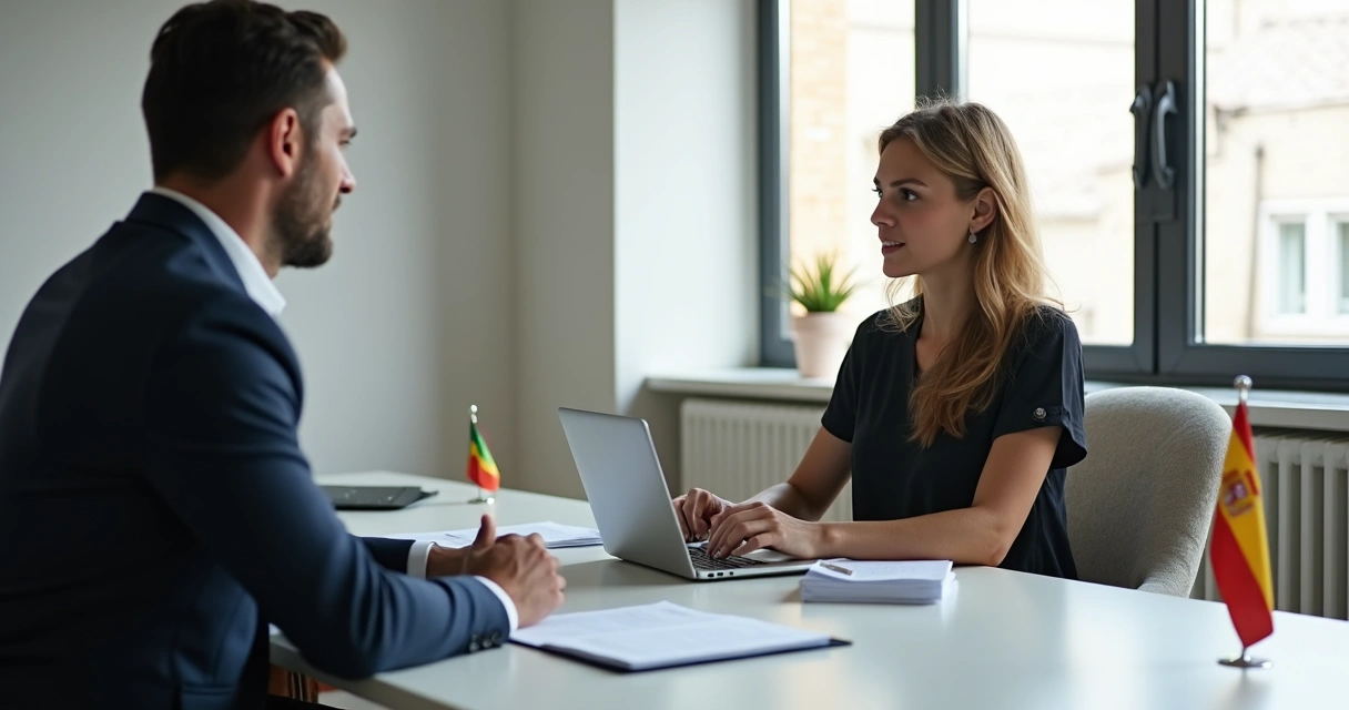 Brasileiro sendo entrevistado em empresa espanhola 