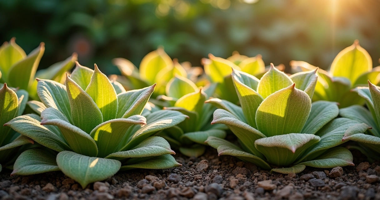 Layer of dust covering garden plant leaves 