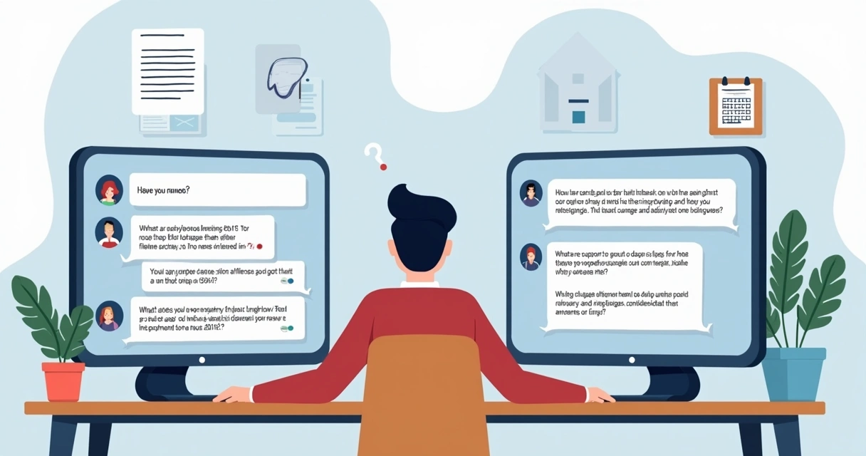 Usuário hesita em clicar, olhando para chatbot e atendente humano 