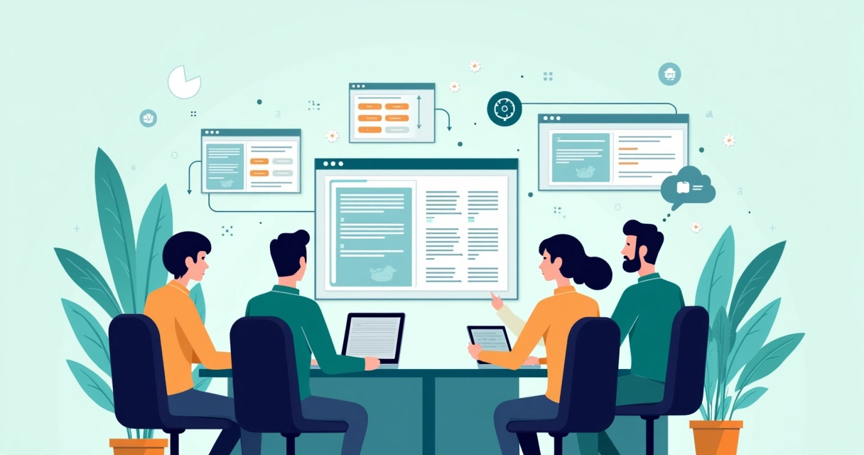 Sales manager pointing at a dashboard with CRM fields merging into a digital proposal template 