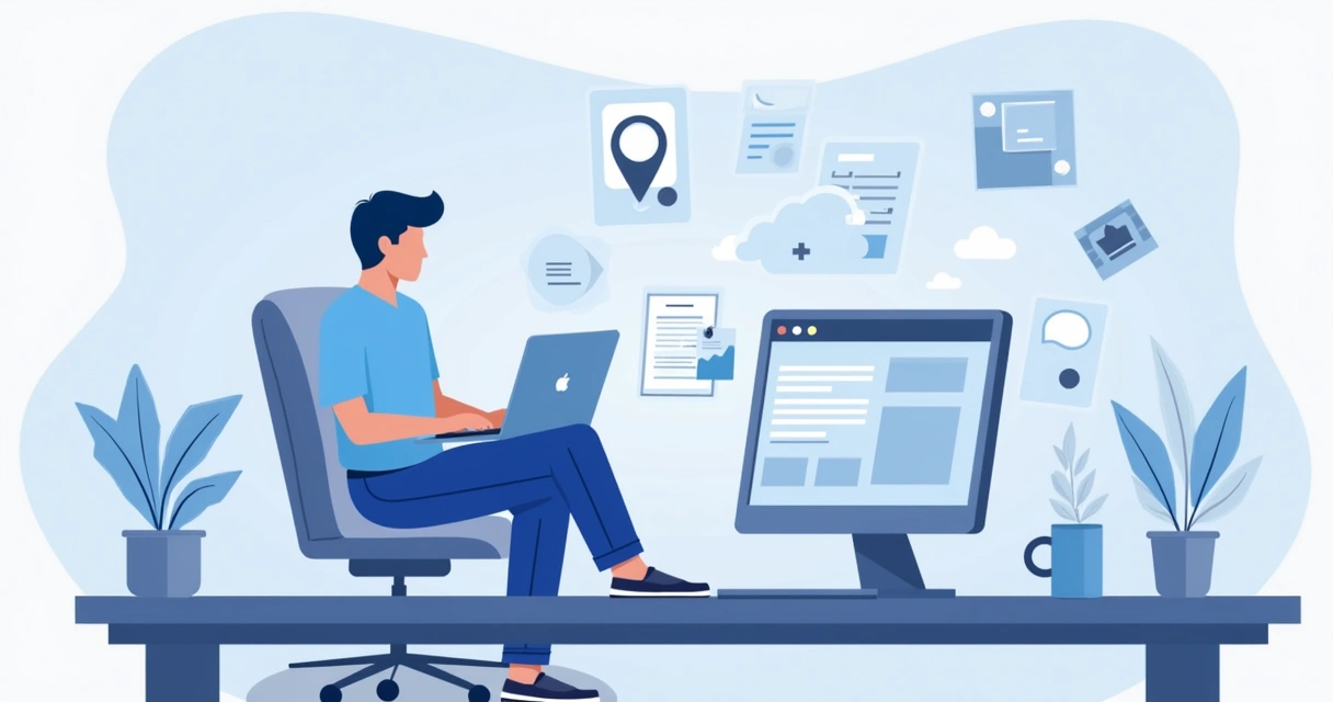 Profissional aprendendo via e-learning em notebook 