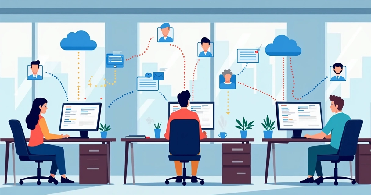 E-signature software connecting with various business platforms in an office workspace 