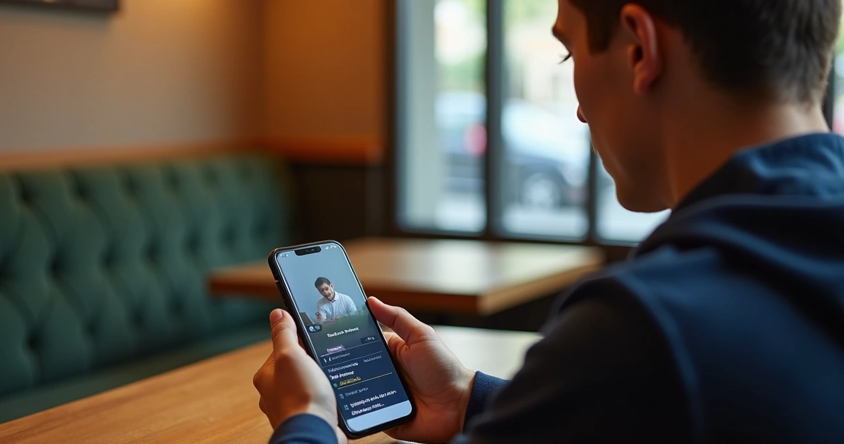 Aluno utilizando plataforma EAD no celular 