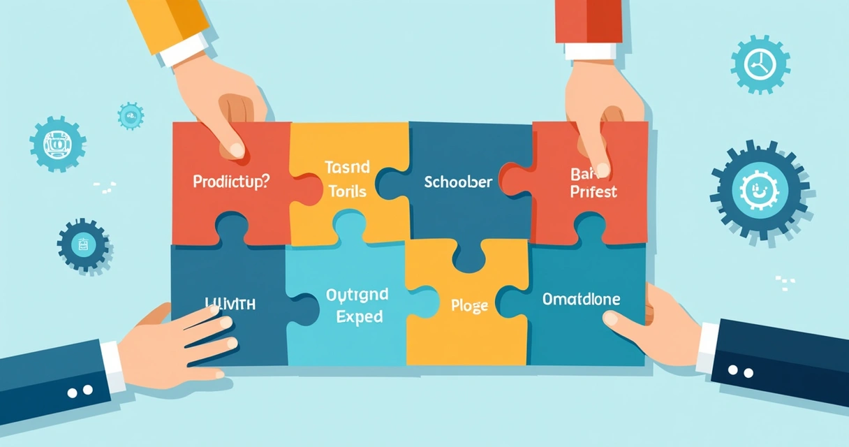 Quebra-cabeça de peças representando partes de um projeto