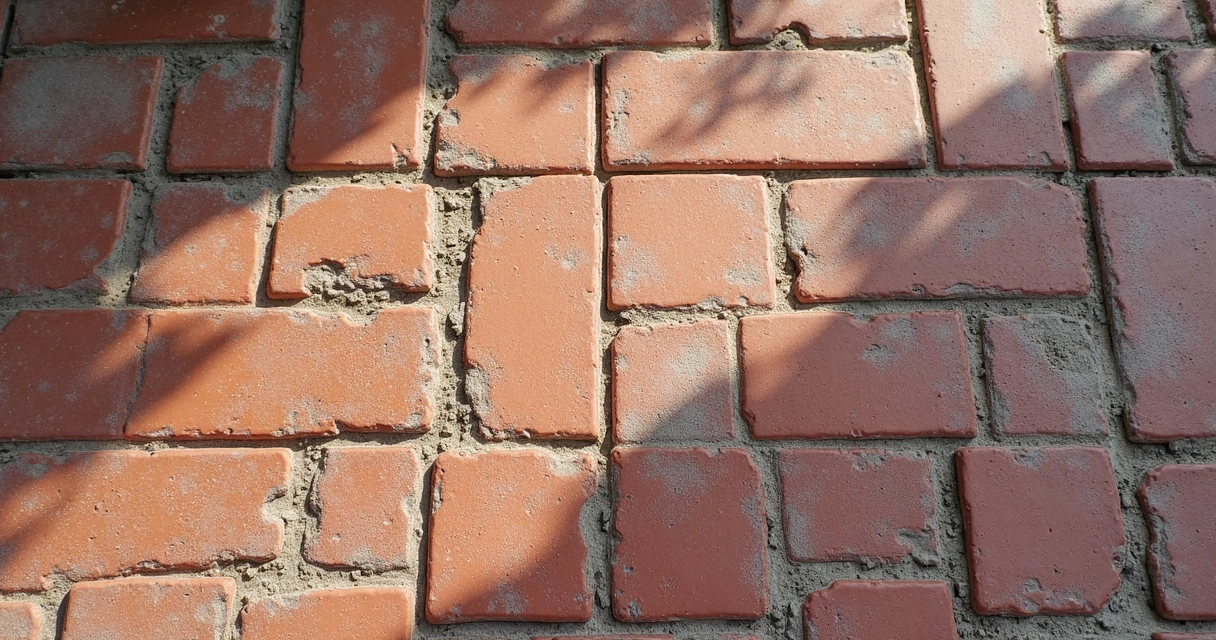 Brick pavers with rough surface and efflorescence 