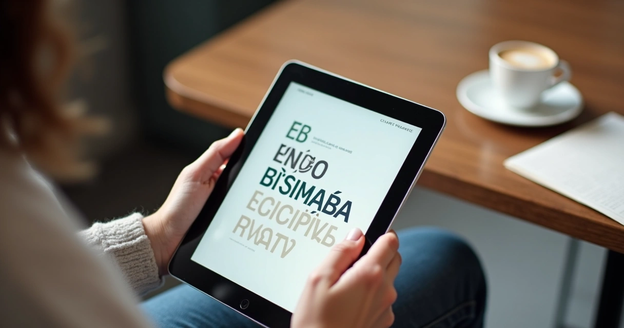 E-book B2B sendo baixado em tablet com gráficos e texto em português 