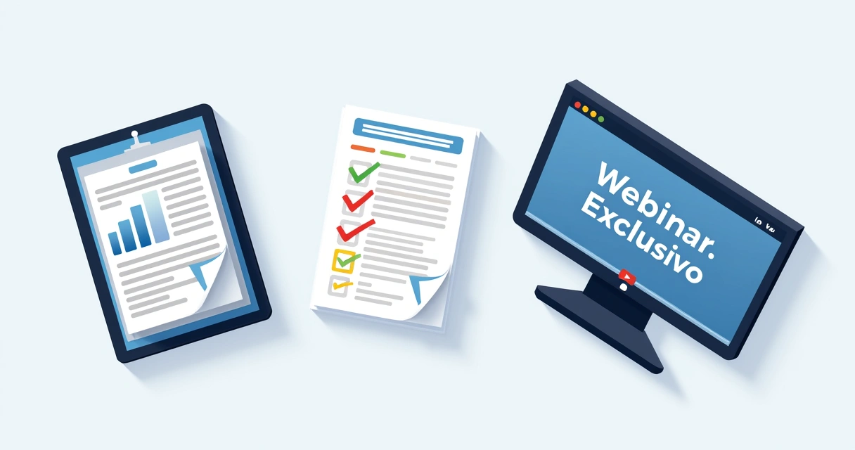 Exemplos de e-book, checklist e webinar para leads no LinkedIn 