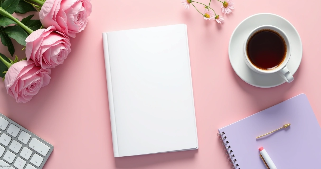 Capa de um mini e-book digital em fundo delicado com elementos femininos 