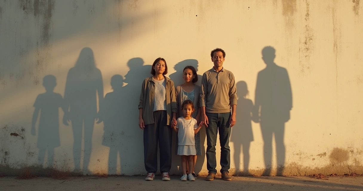 Siluetas familiares y sombras que reflejan generaciones pasadas