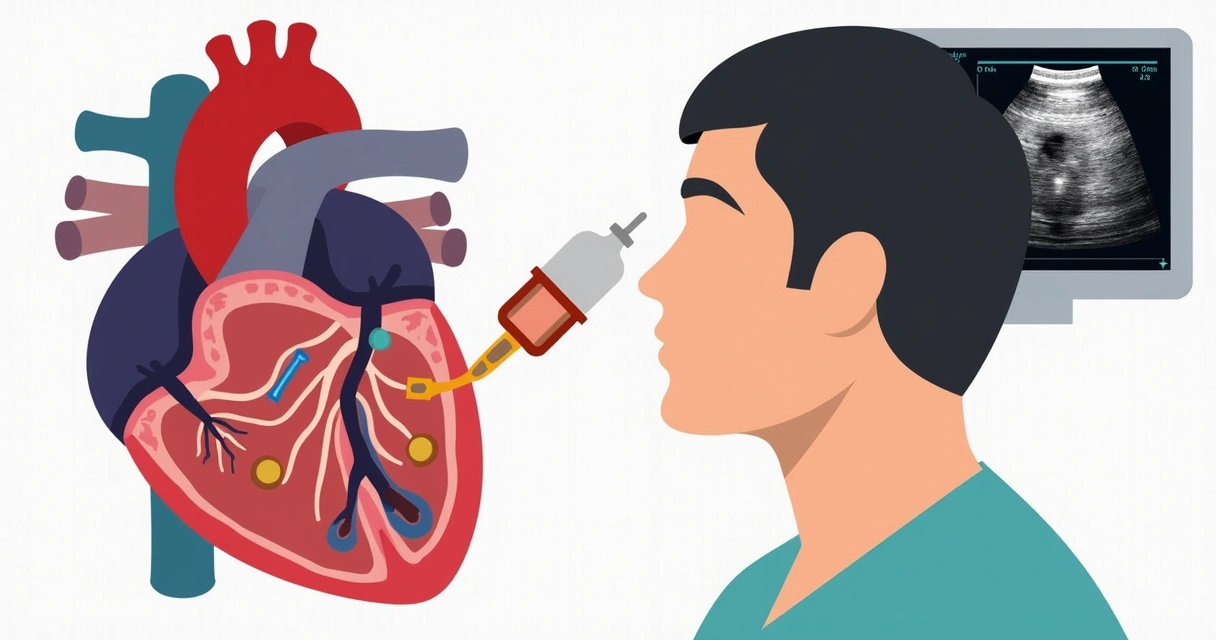 Ecocardiografia e tomografia no diagnóstico da endocardite 1 Imagem ilustrativa de ecocardiograma transesofágico mostrando estruturas cardíacas detalhadas