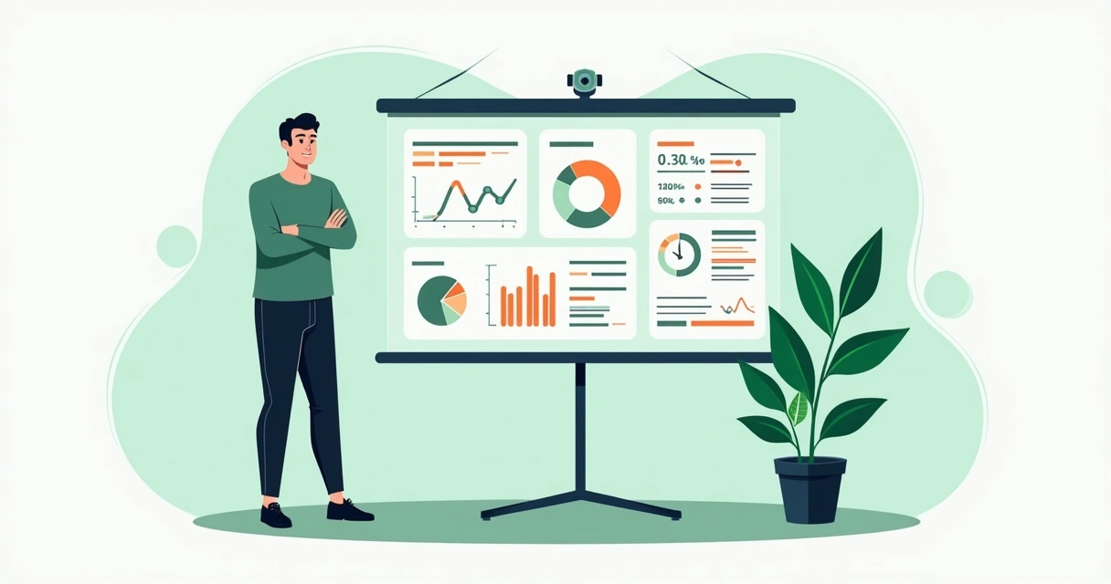Painel de loja virtual operando automaticamente enquanto empreendedor observa 