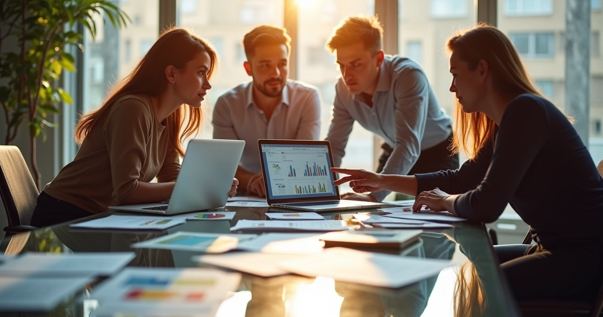 Equipe discutindo planejamento digital para loja virtual 