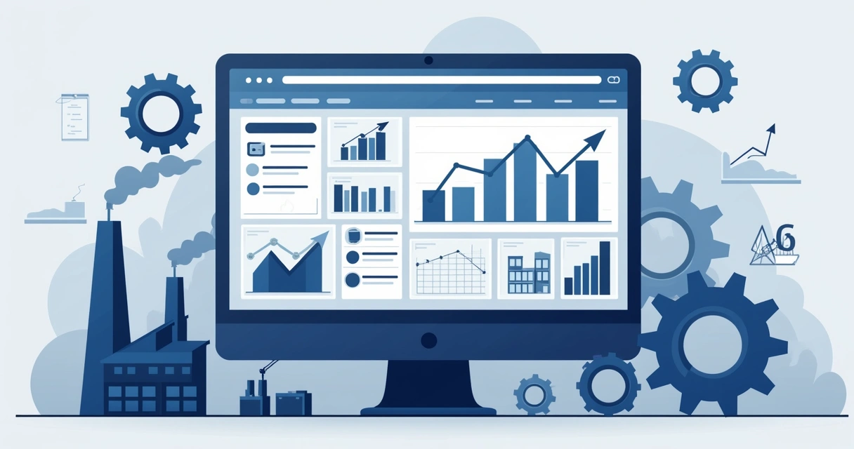 Representação de um portal B2B industrial com catálogos digitais