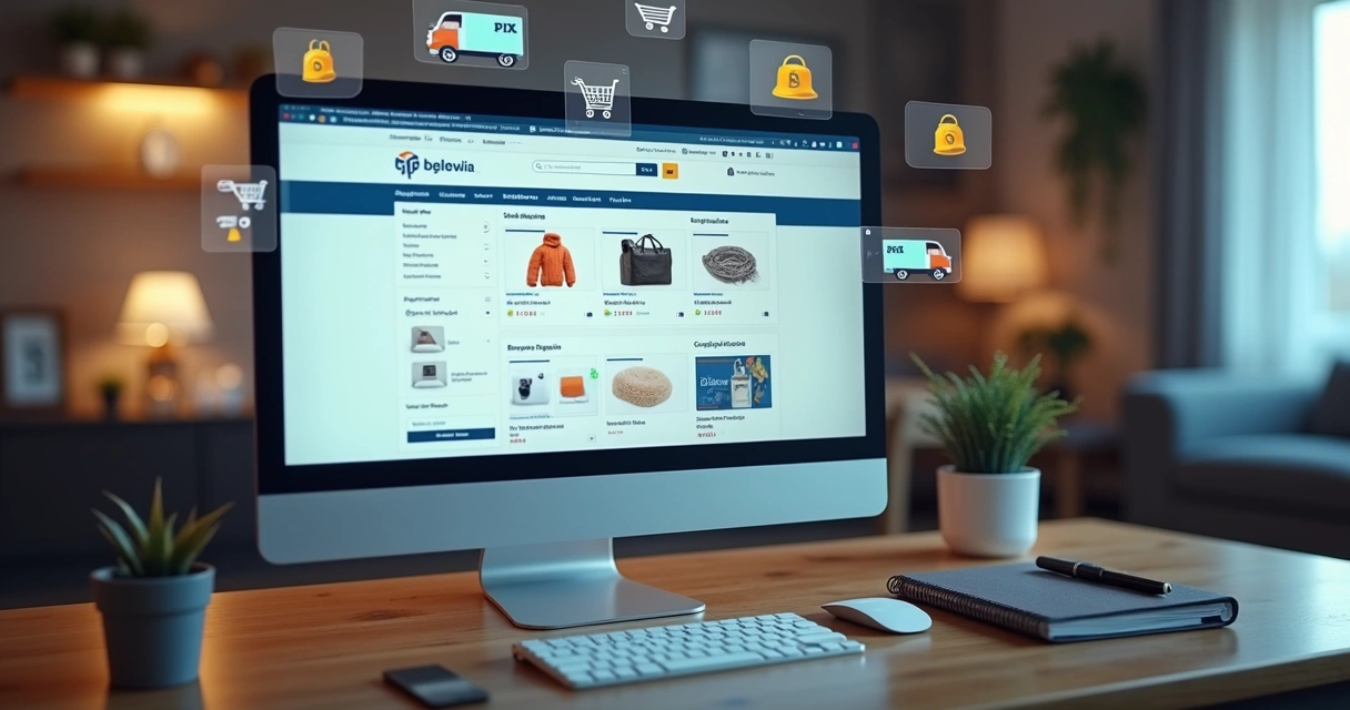 Site exibindo catálogo de loja com integrações de pagamento 