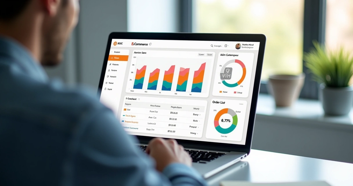 Modern ecommerce dashboard with product catalog and graphs