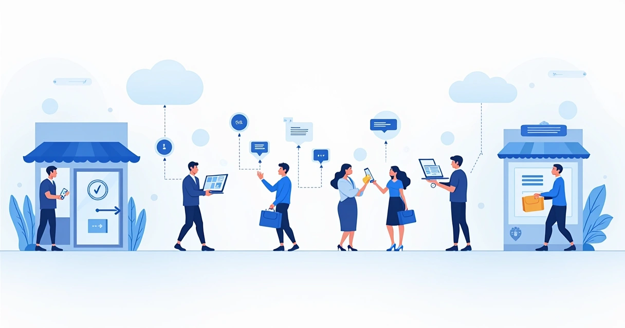 Diagrama de parceiros e processos no marketing de afiliados 