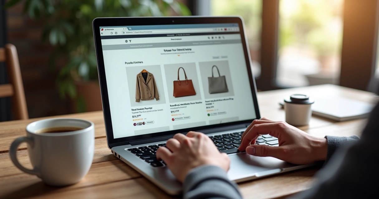 Site de e-commerce de pequena empresa mostrando produtos com avaliações 