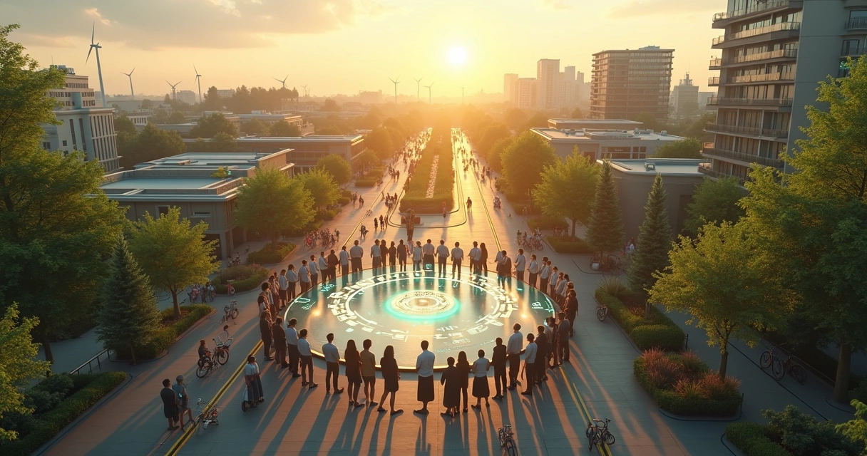 Ciudad sostenible con economía circular y conexión humana consciente 