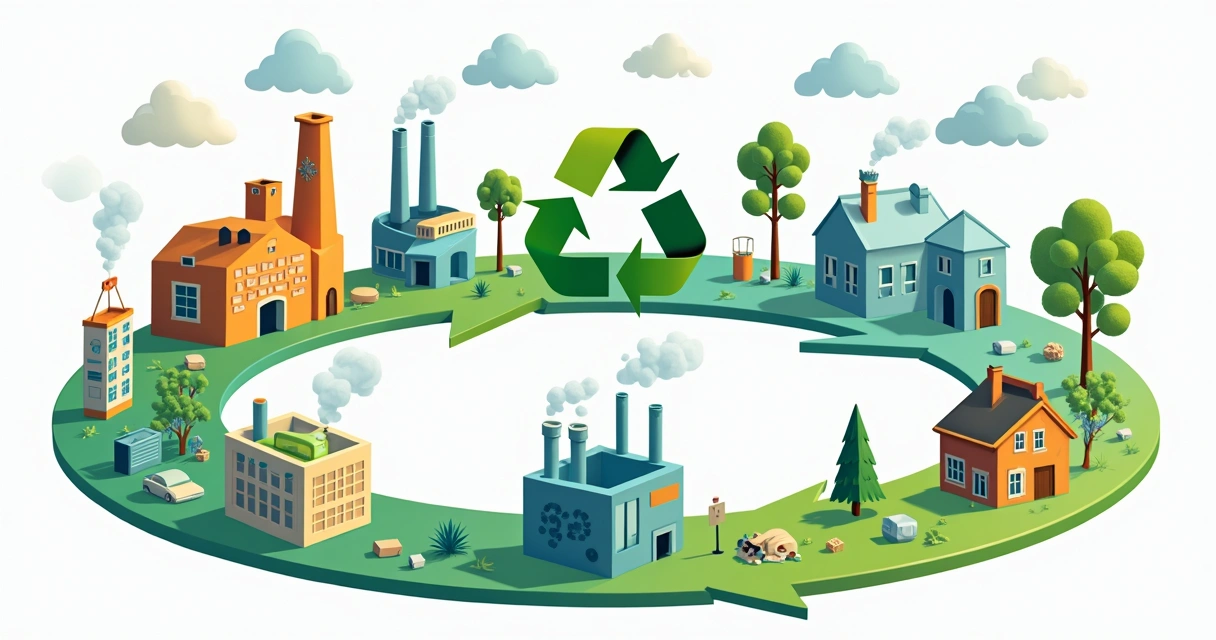 Fluxo de economia circular com recicláveis 