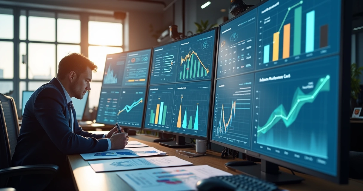 Gestor industrial analisando gráficos de custos ocultos em manutenção 