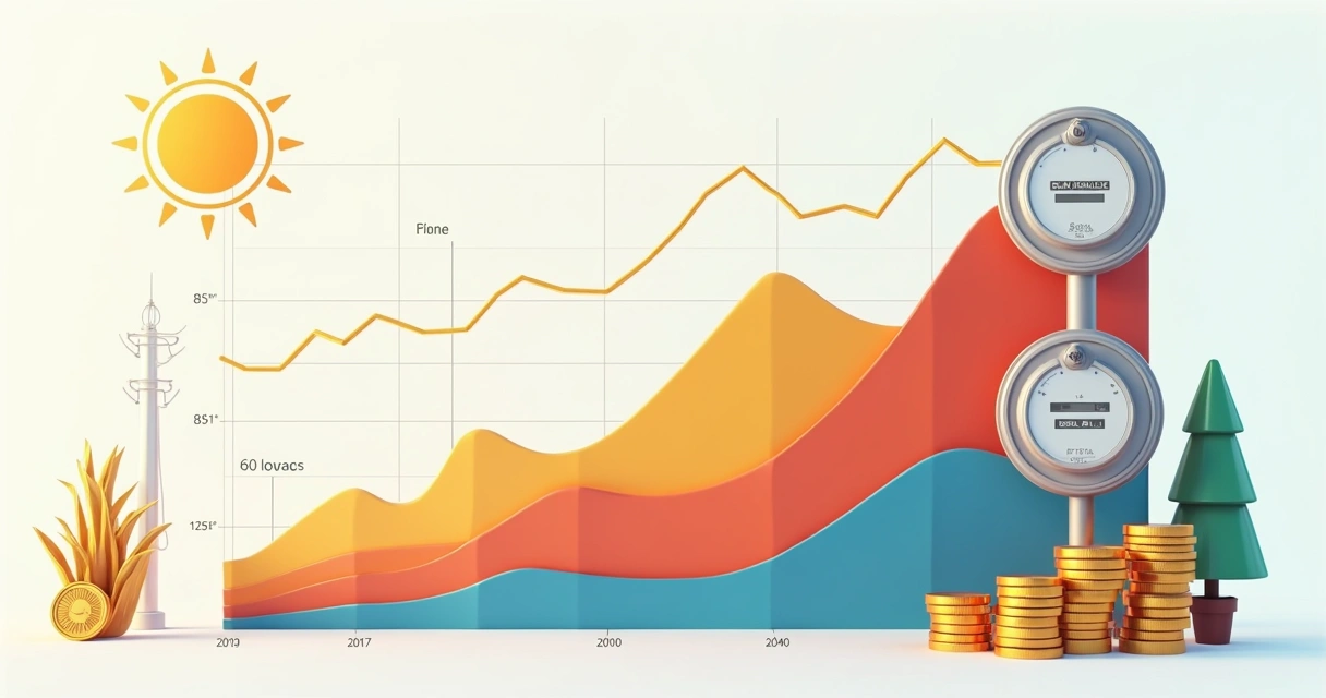 Gráfico mostrando economia acumulada com energia solar ao longo de 15 anos. 