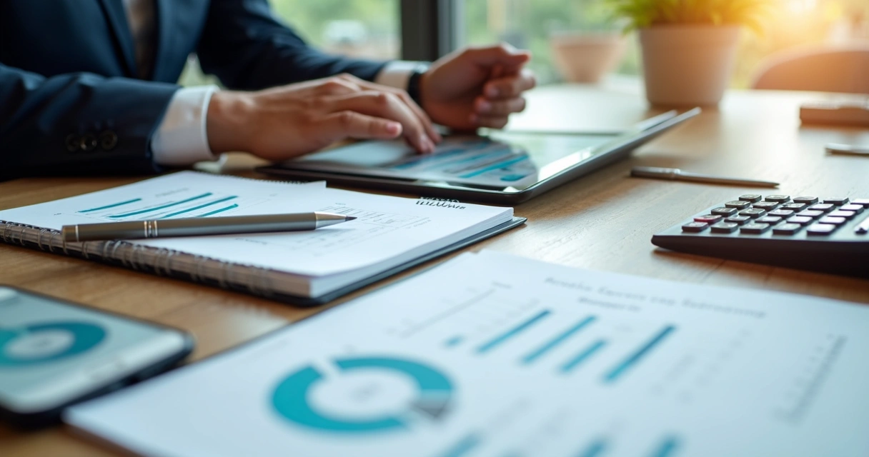 Empresário calculando economia com automação