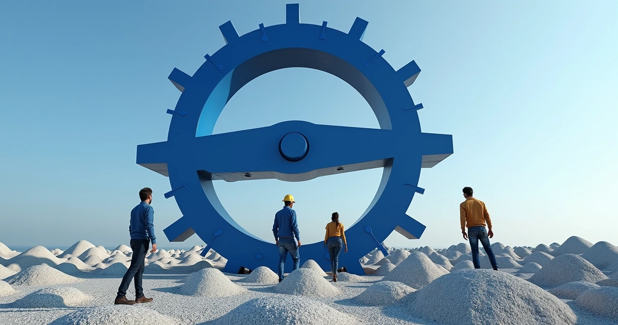 Relógio gigante e pilhas de moedas representando economia de tempo e dinheiro