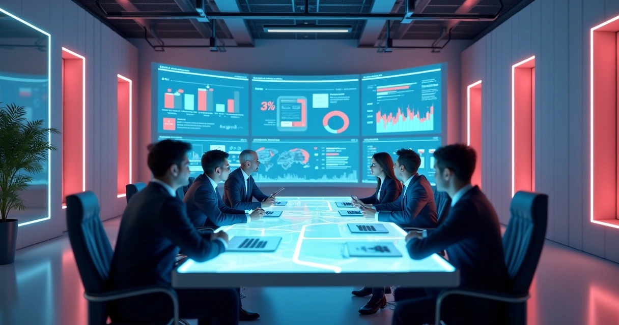 Tendências B2B 2026: Novos Paradigmas em Gestão de Canais Equipe de vendas, marketing e operações reunida analisando dashboard de performance de canais