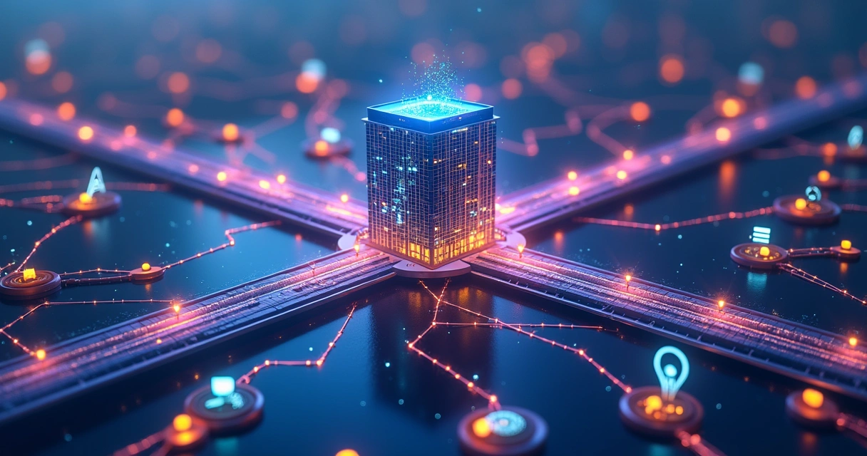 Empresa aberta com vários parceiros conectados por APIs, formando um ecossistema digital 