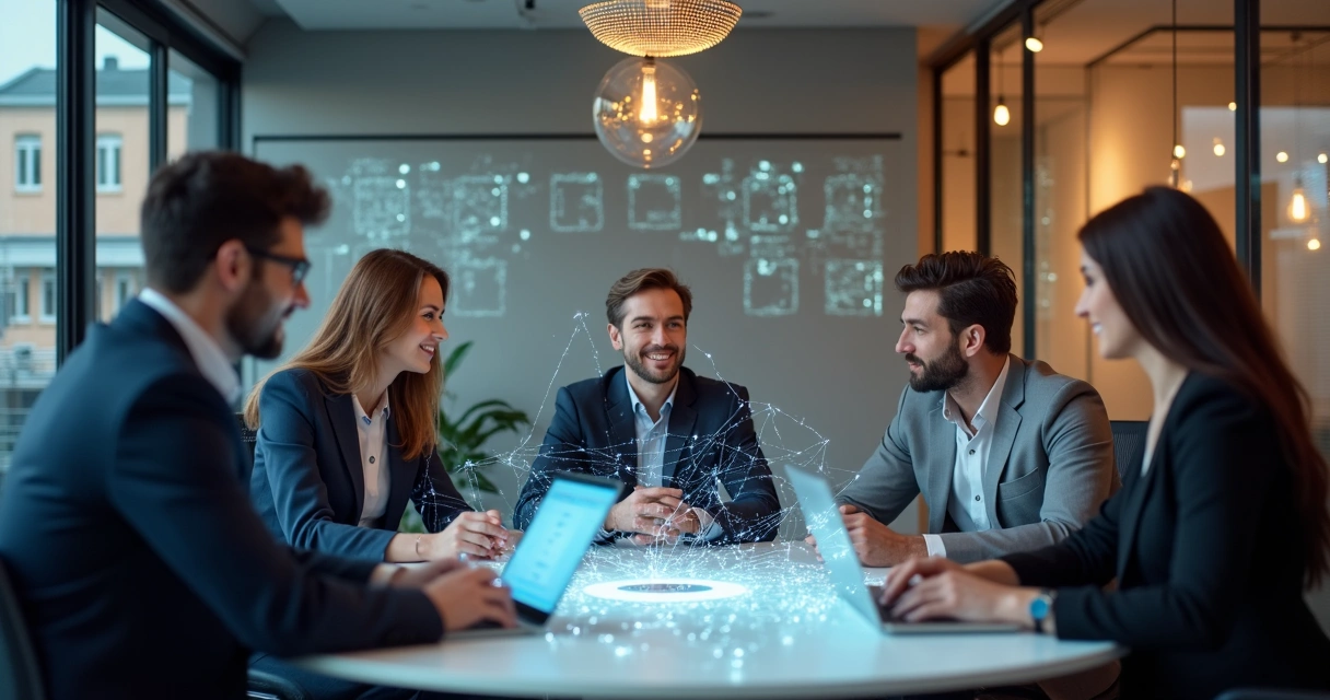 Empresários de diferentes áreas conectados digitalmente