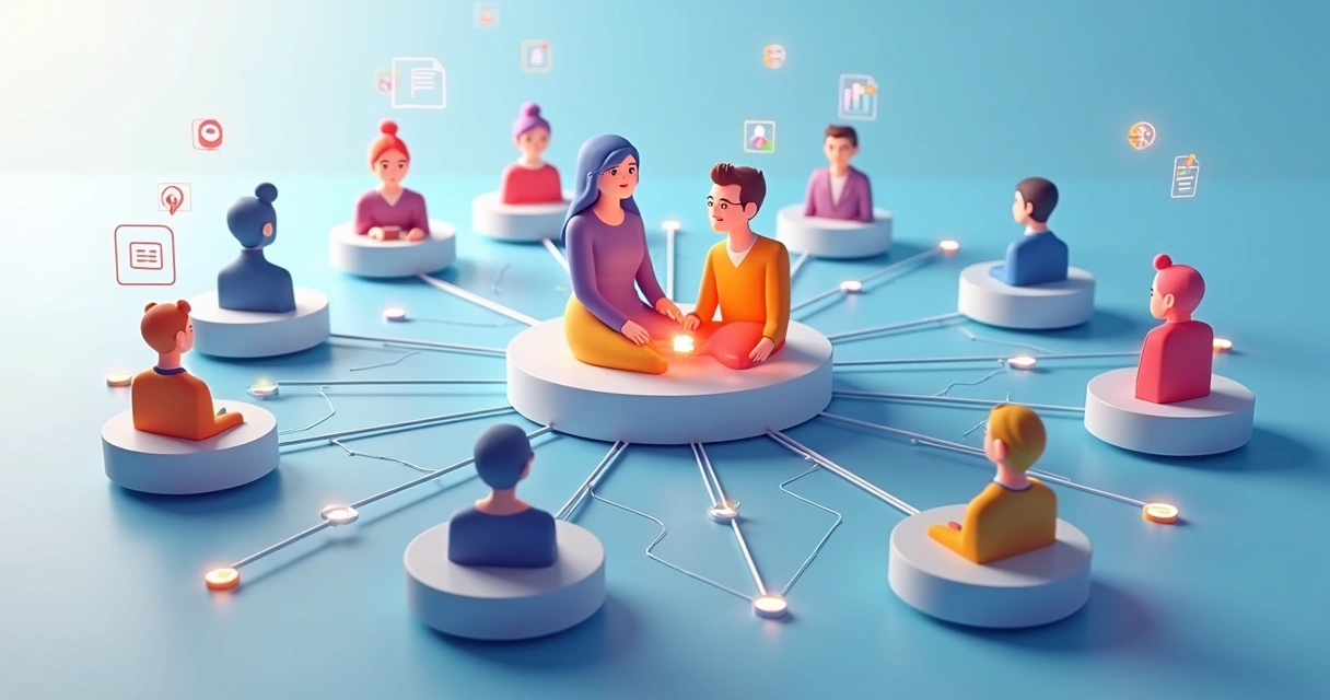 Visão de um ecossistema de parceiros com vários perfis conectados digitalmente 