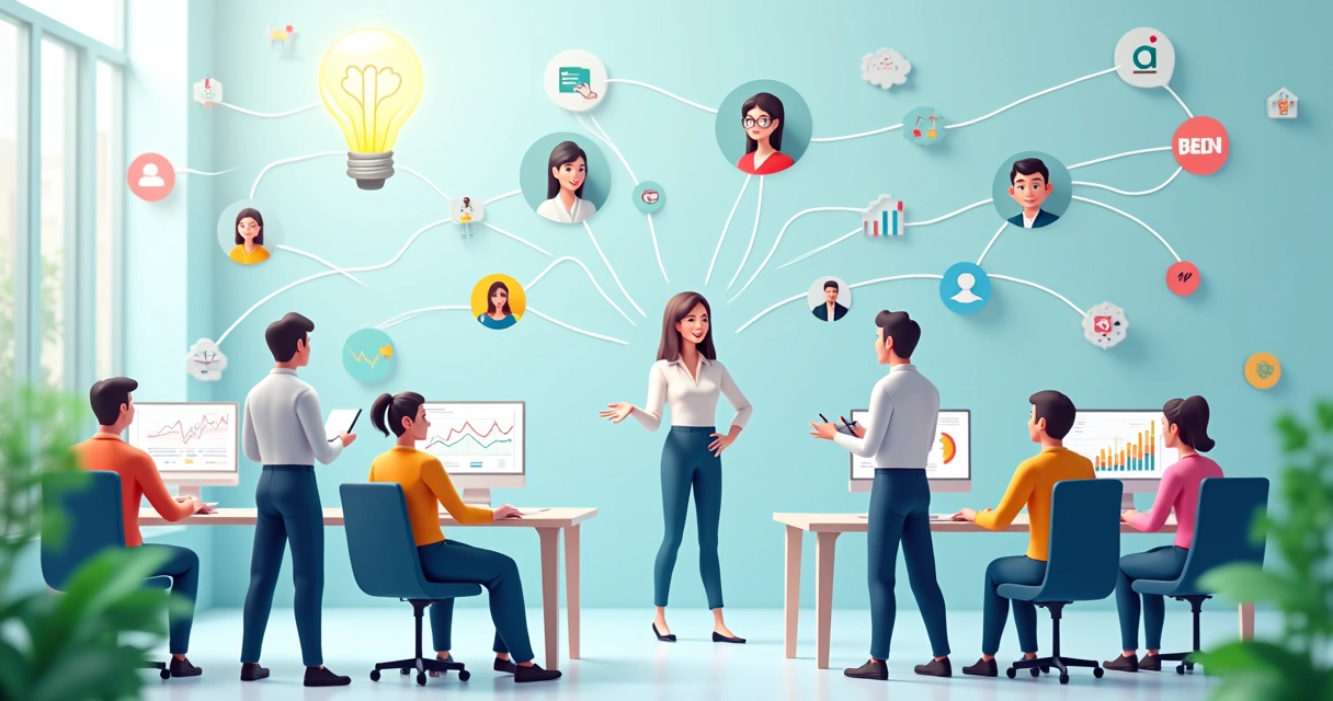 Como conseguir os primeiros 5 parceiros estratégicos Representação visual de ecossistema de parcerias de negócios, com empresas e conectores digitais