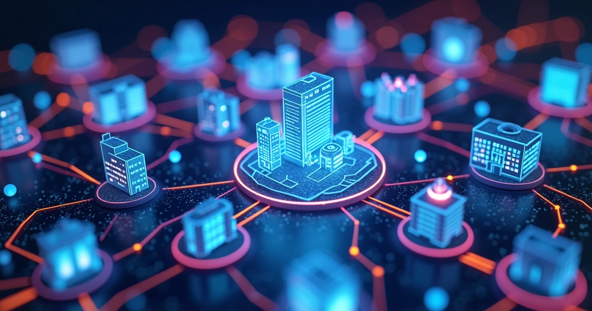 Rede de empresas conectadas em ecossistema digital de parcerias 