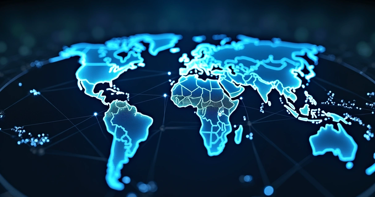 Vários data centers interligados por conexões digitais 