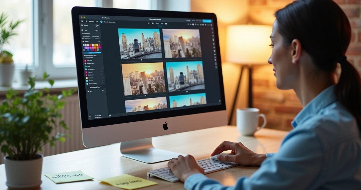 Pessoa usando editor online para criar capas de destaques do Instagram 
