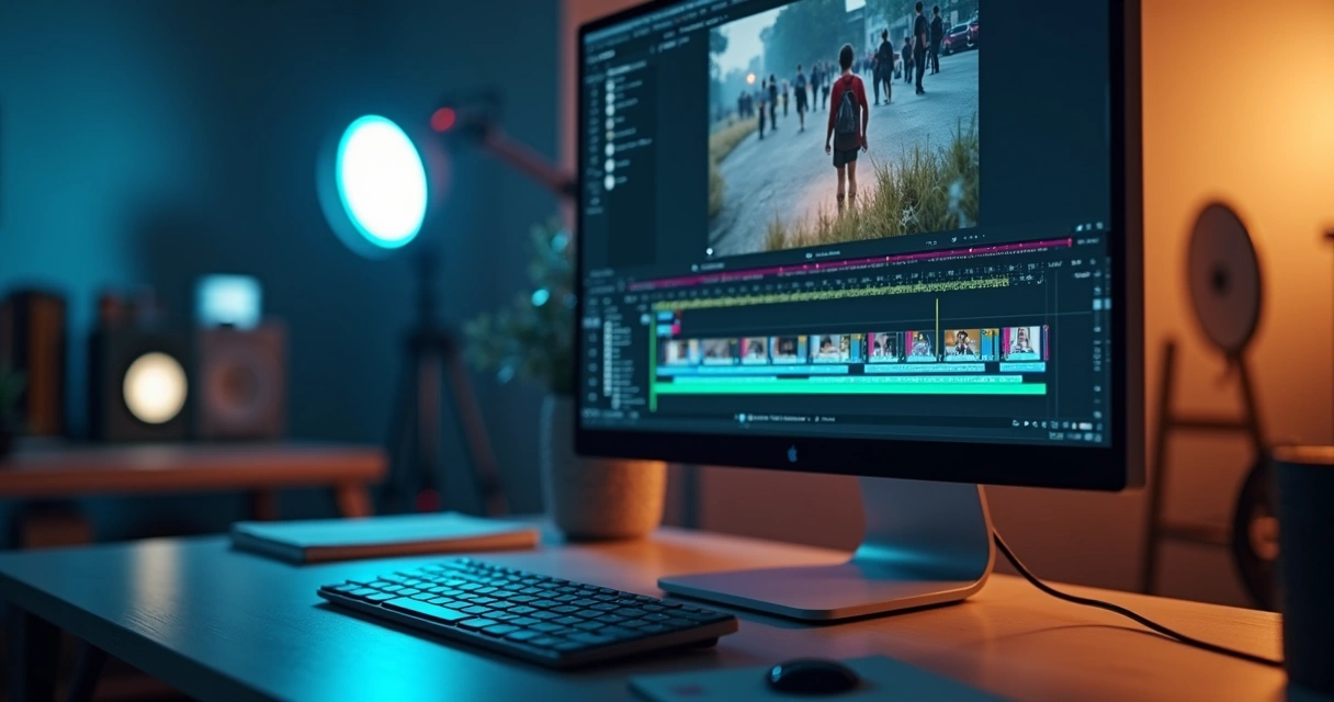 Timeline de edição com clipe curto em destaque 
